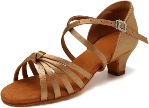 HIPPOSEUS Women's Professional Latin Dance Practice Shoes Open Toe Salsa and Bachata Dancing Shoes Kitten Heel