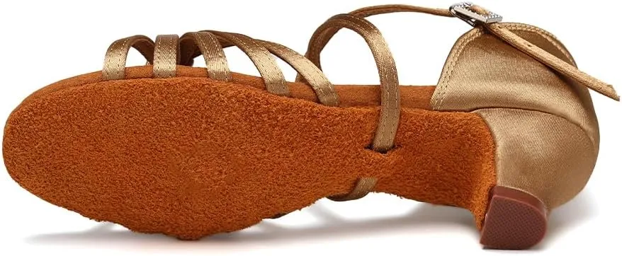 HIPPOSEUS Women's Professional Latin Dance Practice Shoes Open Toe Salsa and Bachata Dancing Shoes Kitten Heel