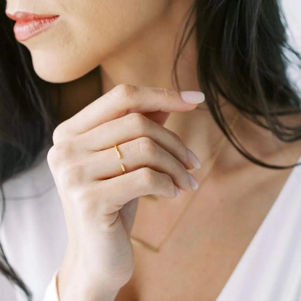 HONEYCAT Adjustable Open Crystal Ring in Gold, Rose Gold, or Silver | Minimalist, Delicate Jewelry