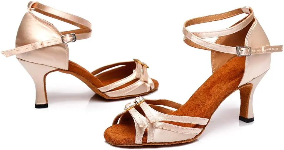 HROYL Latin Dance Shoes Women Waltz Shoes for Girls Salsa Ballroom Dance Shoes Wedding Dance Shoes for Women,Model YCD8
