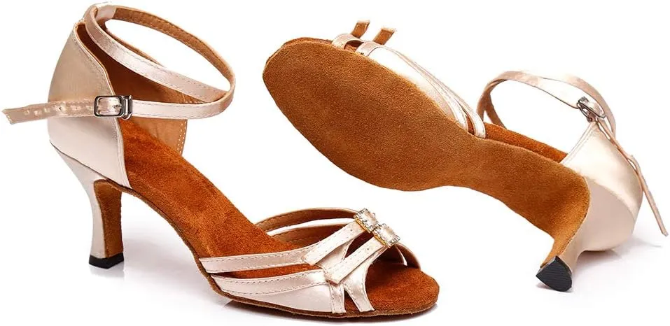 HROYL Latin Dance Shoes Women Waltz Shoes for Girls Salsa Ballroom Dance Shoes Wedding Dance Shoes for Women,Model YCD8