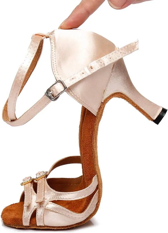 HROYL Latin Dance Shoes Women Waltz Shoes for Girls Salsa Ballroom Dance Shoes Wedding Dance Shoes for Women,Model YCD8