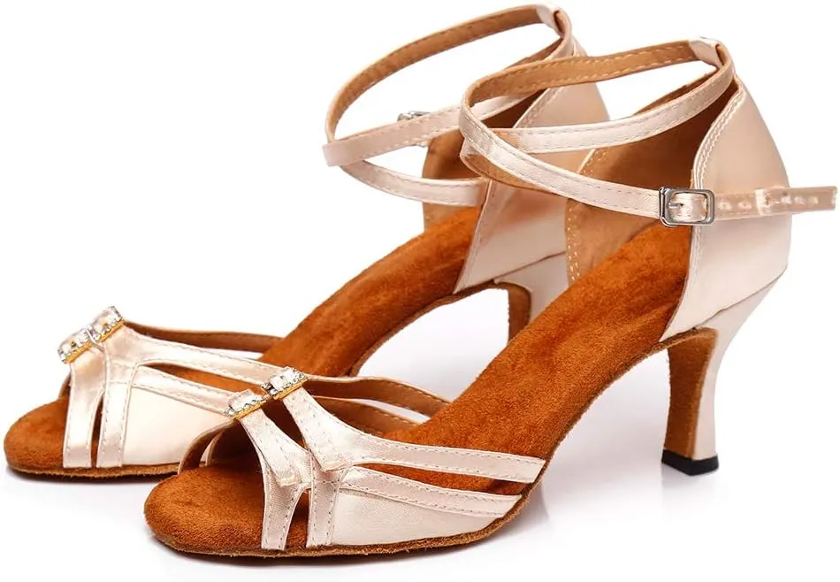 HROYL Latin Dance Shoes Women Waltz Shoes for Girls Salsa Ballroom Dance Shoes Wedding Dance Shoes for Women,Model YCD8