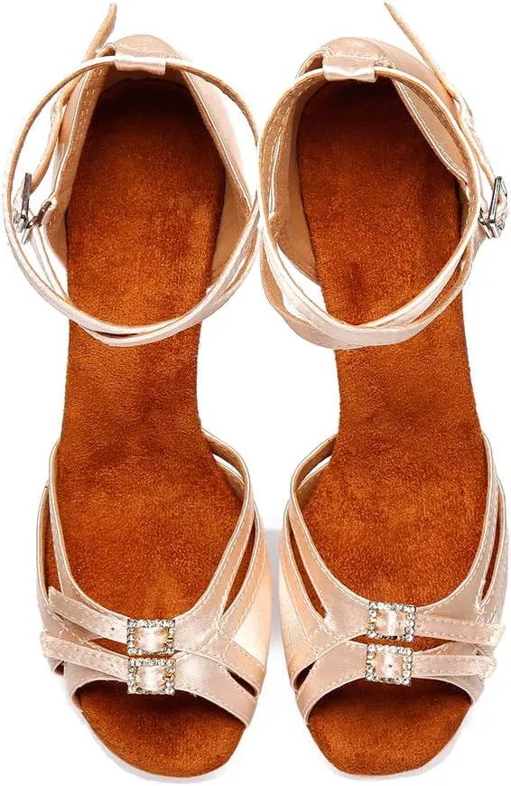 HROYL Latin Dance Shoes Women Waltz Shoes for Girls Salsa Ballroom Dance Shoes Wedding Dance Shoes for Women,Model YCD8