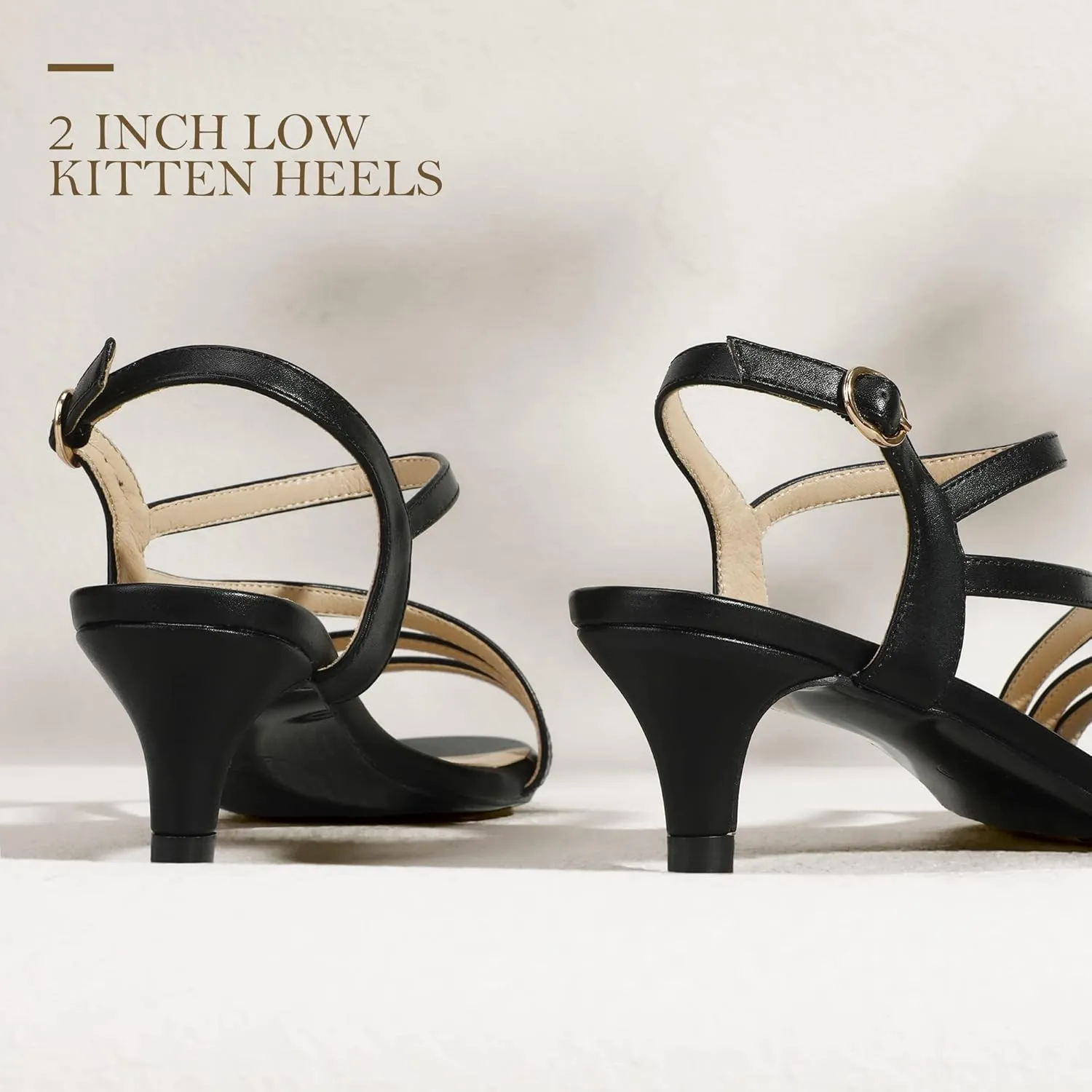 IDIFU Women's Dressy Strappy 2 Inch Low Kitten Heel Open Toe Sandals Dress Shoes for Woman Lady in Bridal Dance Evening