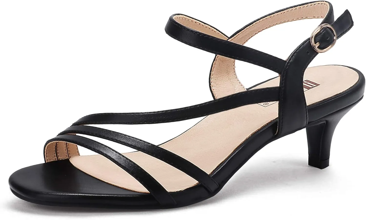 IDIFU Women's Dressy Strappy 2 Inch Low Kitten Heel Open Toe Sandals Dress Shoes for Woman Lady in Bridal Dance Evening