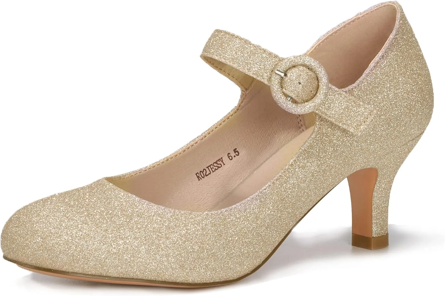IDIFU Women's Jessy Dress Mary Jane Shoes Low Kitten Heels Closed Round Toe Office Work Wedding Pumps