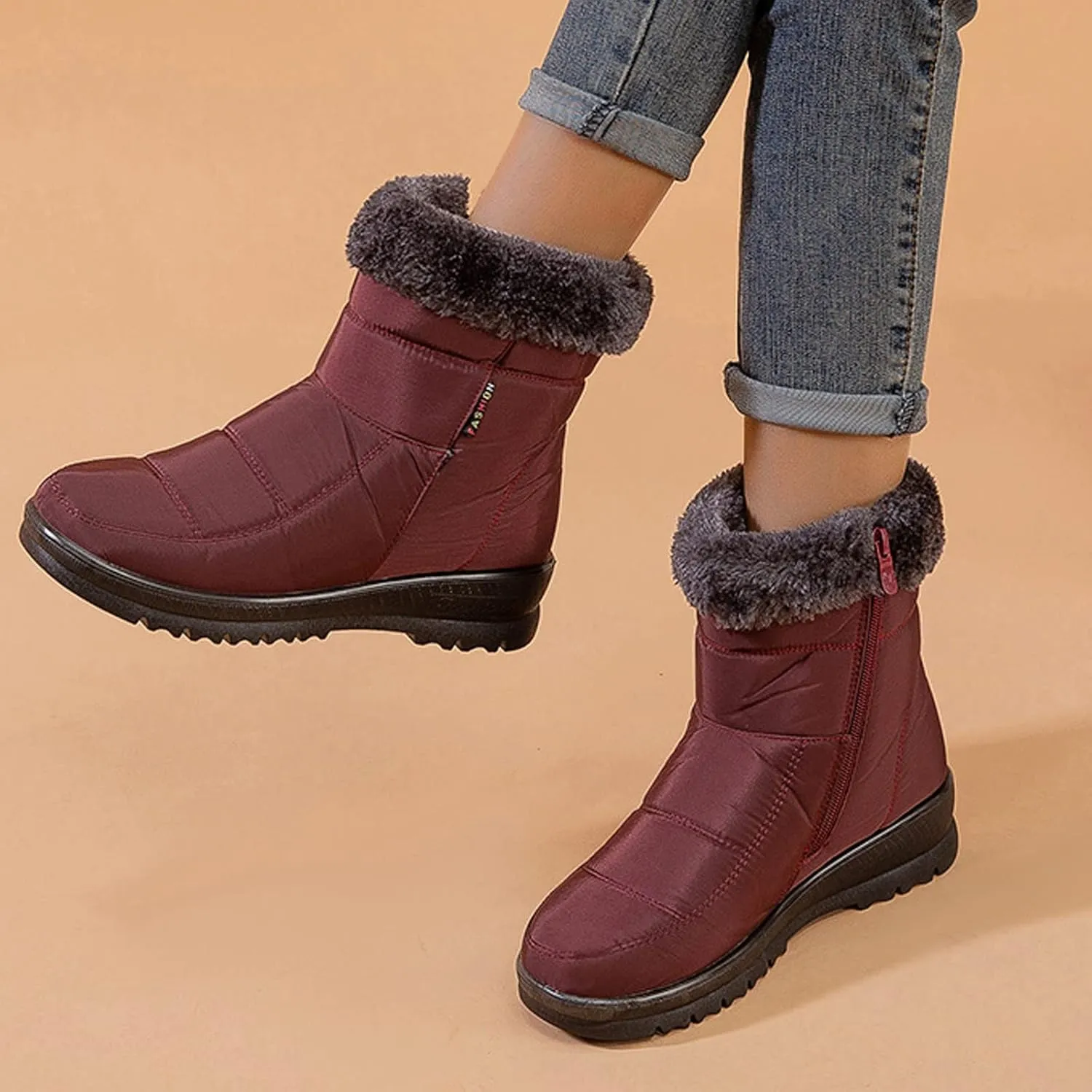 Insulated Snow Waterproof High Top Hiking Boots Women Lightweight Women's Black Work Boots Waterproof Womens Winter Boots Size 9 Wide Winter Women Boots Ankle Botas De FrO Para Mujer De Vestir