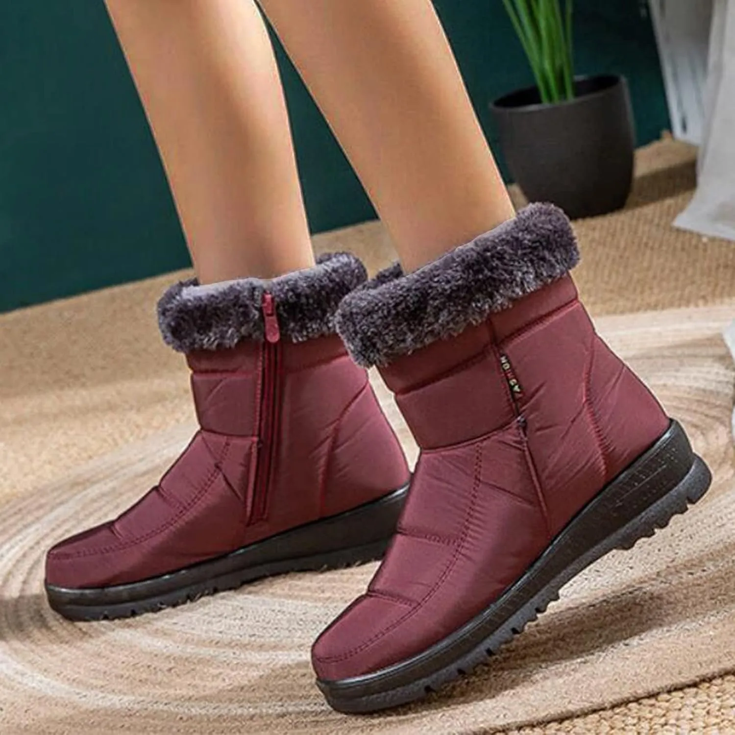 Insulated Snow Waterproof High Top Hiking Boots Women Lightweight Women's Black Work Boots Waterproof Womens Winter Boots Size 9 Wide Winter Women Boots Ankle Botas De FrO Para Mujer De Vestir