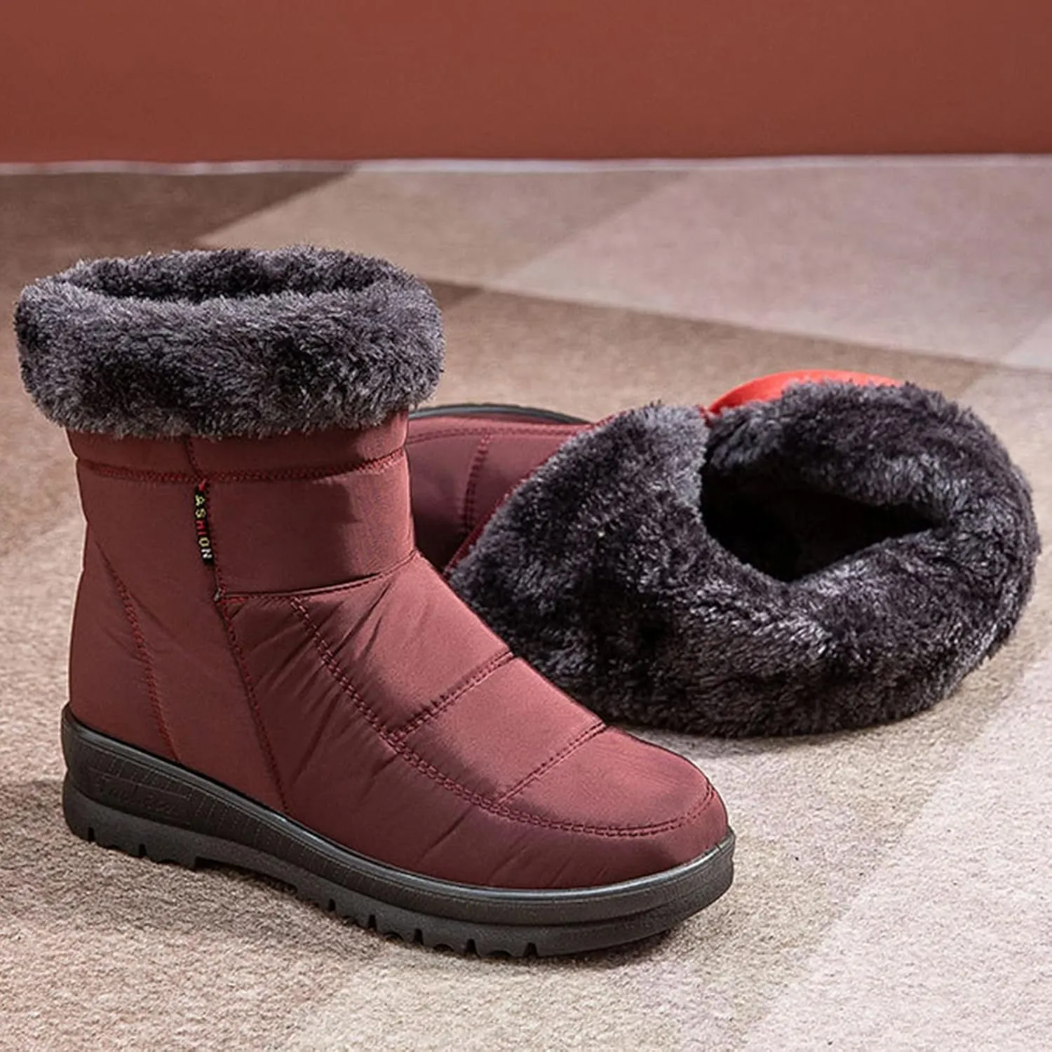 Insulated Snow Waterproof High Top Hiking Boots Women Lightweight Women's Black Work Boots Waterproof Womens Winter Boots Size 9 Wide Winter Women Boots Ankle Botas De FrO Para Mujer De Vestir