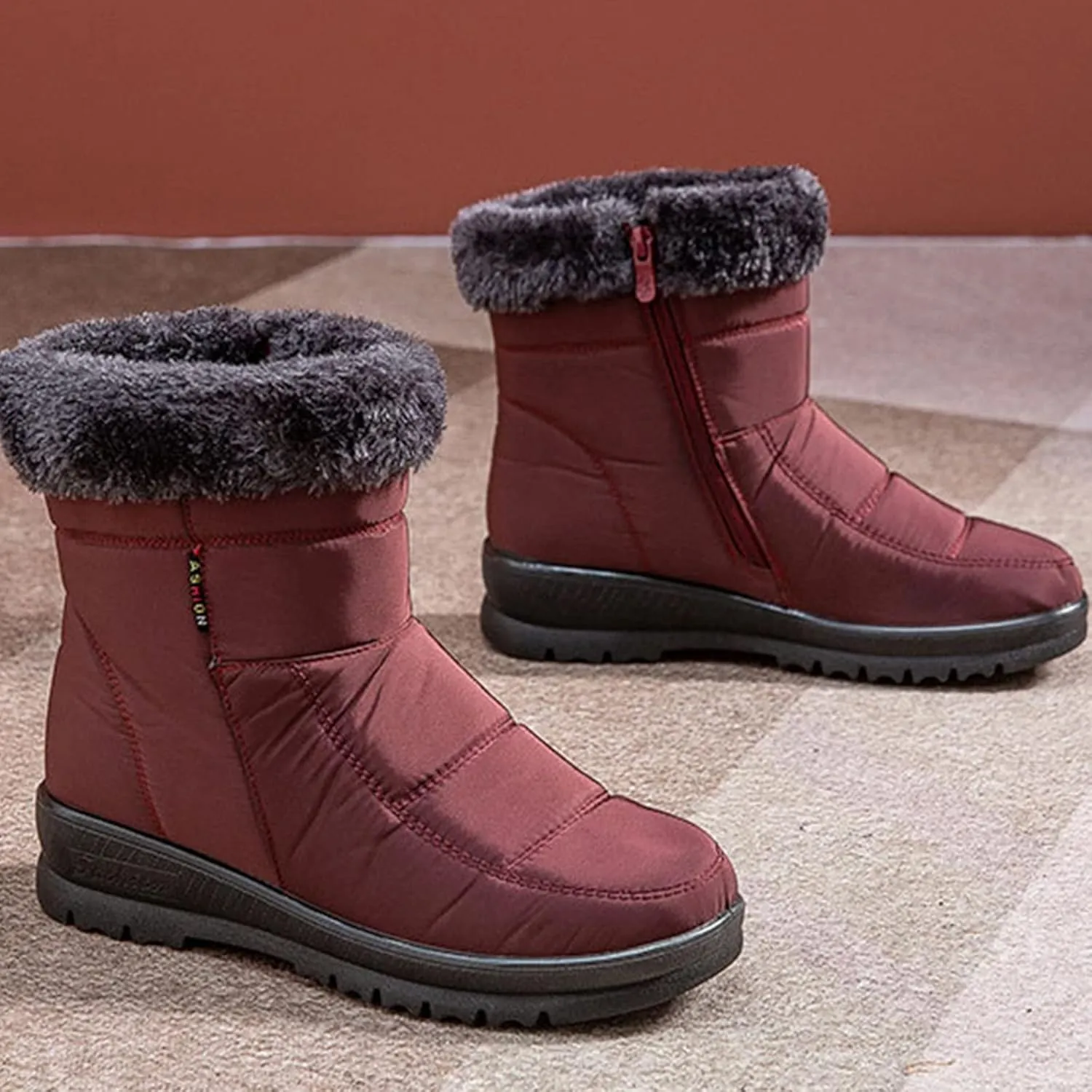 Insulated Snow Waterproof High Top Hiking Boots Women Lightweight Women's Black Work Boots Waterproof Womens Winter Boots Size 9 Wide Winter Women Boots Ankle Botas De FrO Para Mujer De Vestir