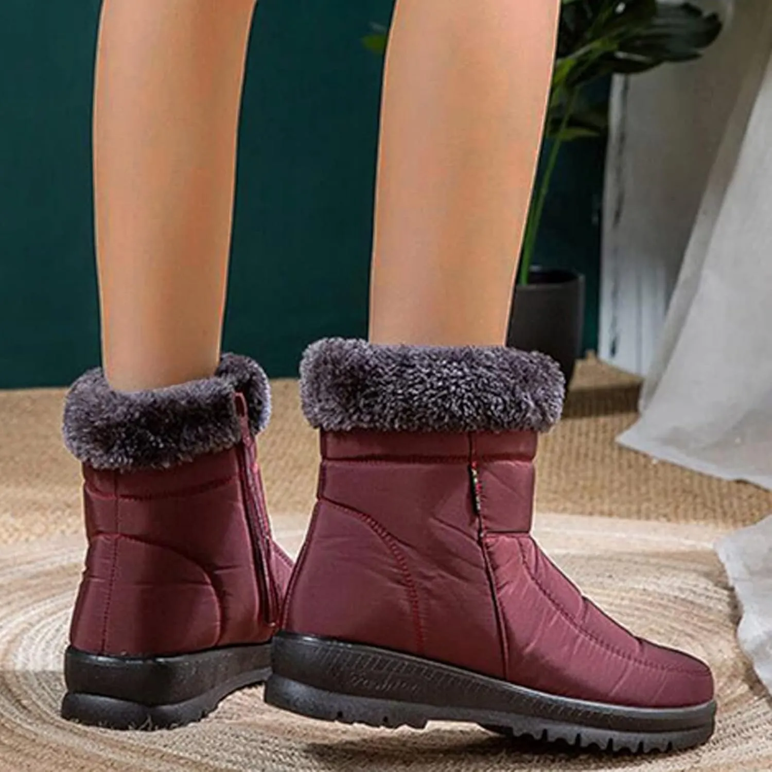 Insulated Snow Waterproof High Top Hiking Boots Women Lightweight Women's Black Work Boots Waterproof Womens Winter Boots Size 9 Wide Winter Women Boots Ankle Botas De FrO Para Mujer De Vestir