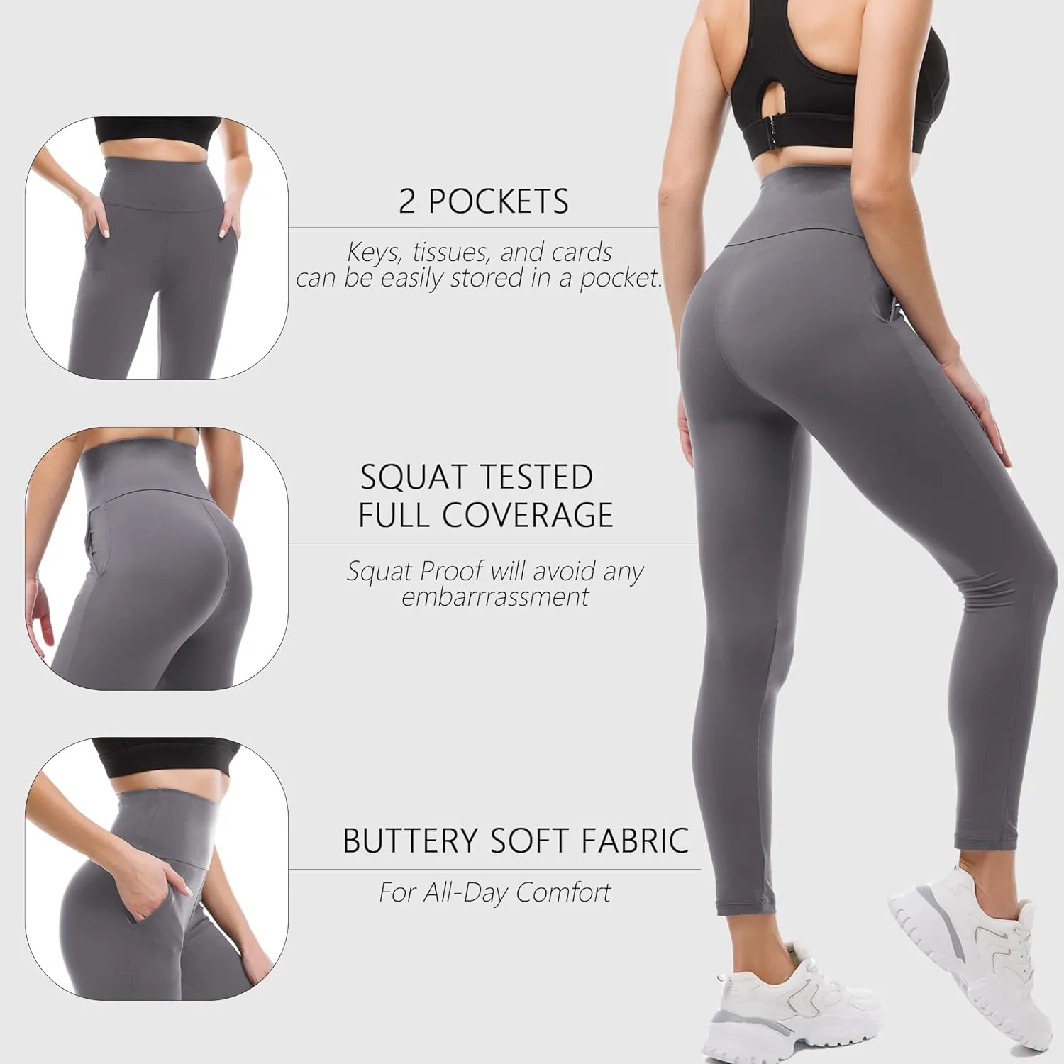Ipletix Leggings with Pockets for Women, High Waisted Leggings Buttery Soft Non See Through Workout Yoga Pants