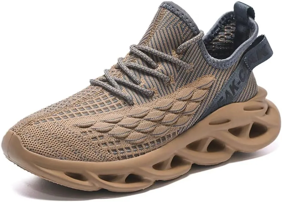 Jakcuz Plus Size Men's Lightweight Walking Shoes Mesh Fish Scale Pattern Fashion Sneakers