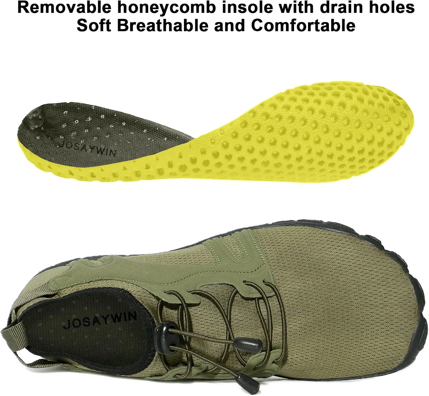 Josaywin Men's Water Shoes Barefoot Quick-Dry Sports Aqua Socks for Swim Diving Surf Pool Aqua Sports Beach Walking Wide Toe Shoes