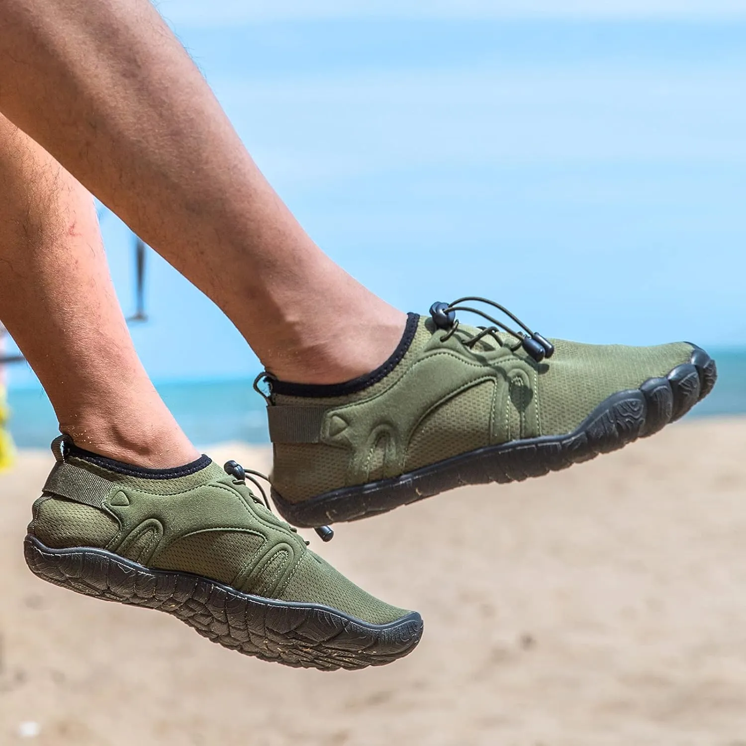 Josaywin Men's Water Shoes Barefoot Quick-Dry Sports Aqua Socks for Swim Diving Surf Pool Aqua Sports Beach Walking Wide Toe Shoes