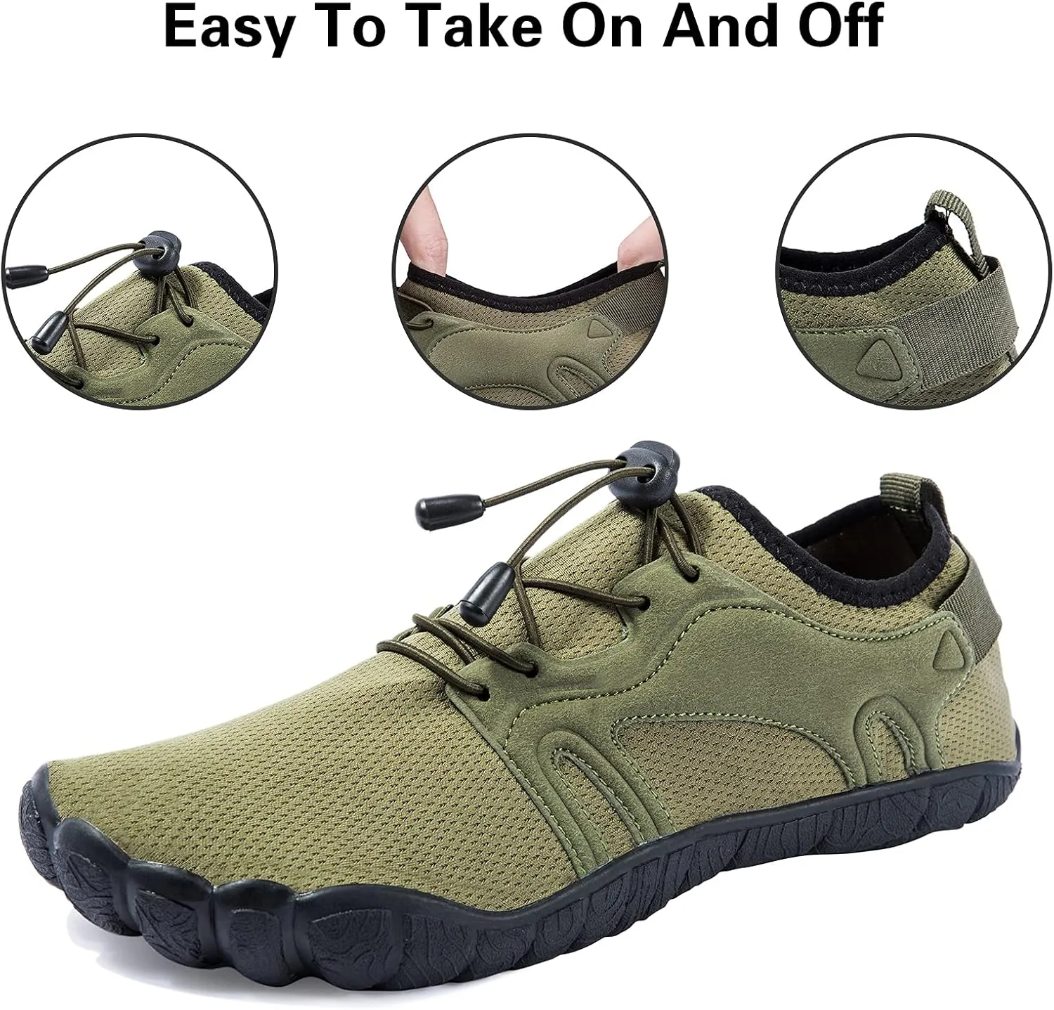 Josaywin Men's Water Shoes Barefoot Quick-Dry Sports Aqua Socks for Swim Diving Surf Pool Aqua Sports Beach Walking Wide Toe Shoes