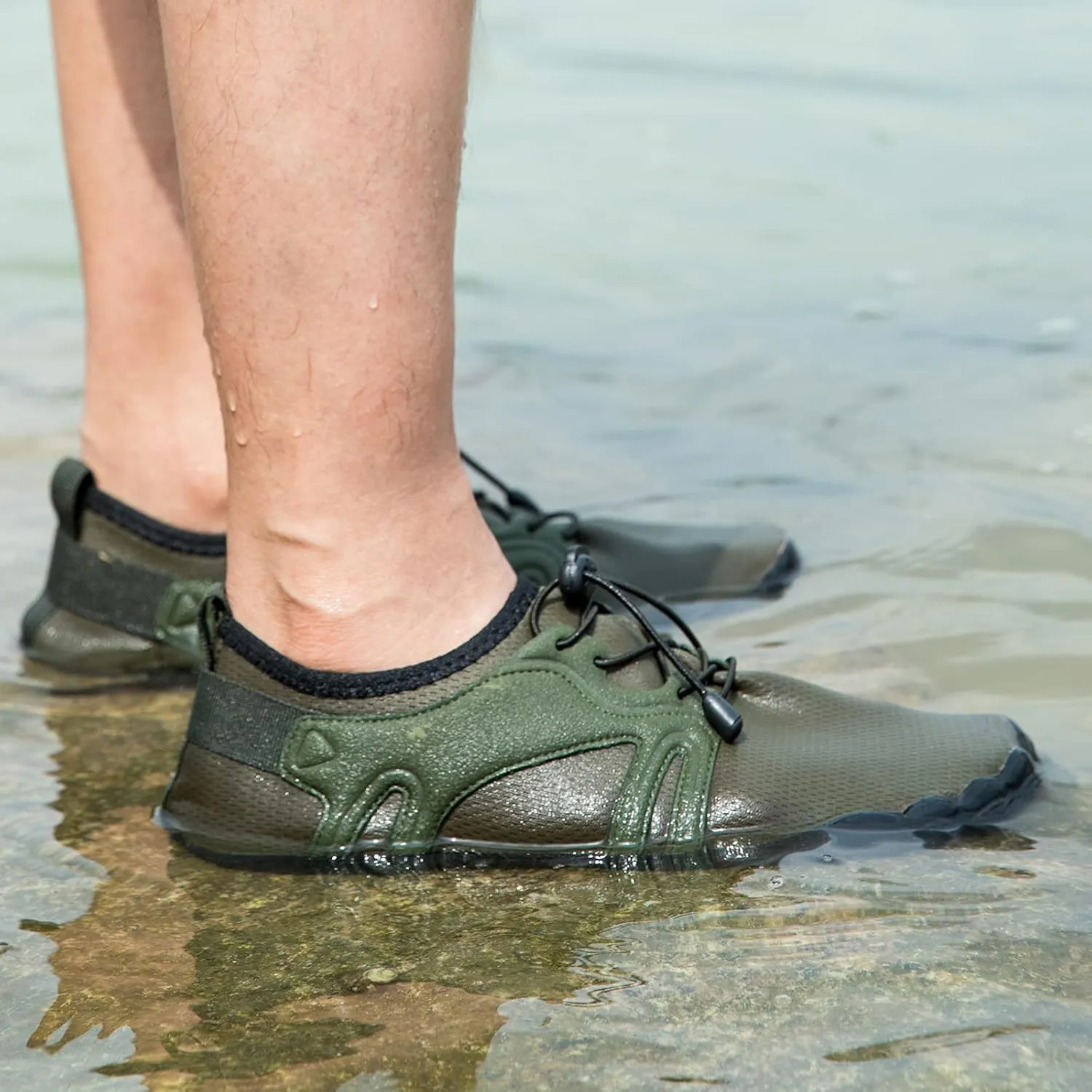 Josaywin Men's Water Shoes Barefoot Quick-Dry Sports Aqua Socks for Swim Diving Surf Pool Aqua Sports Beach Walking Wide Toe Shoes