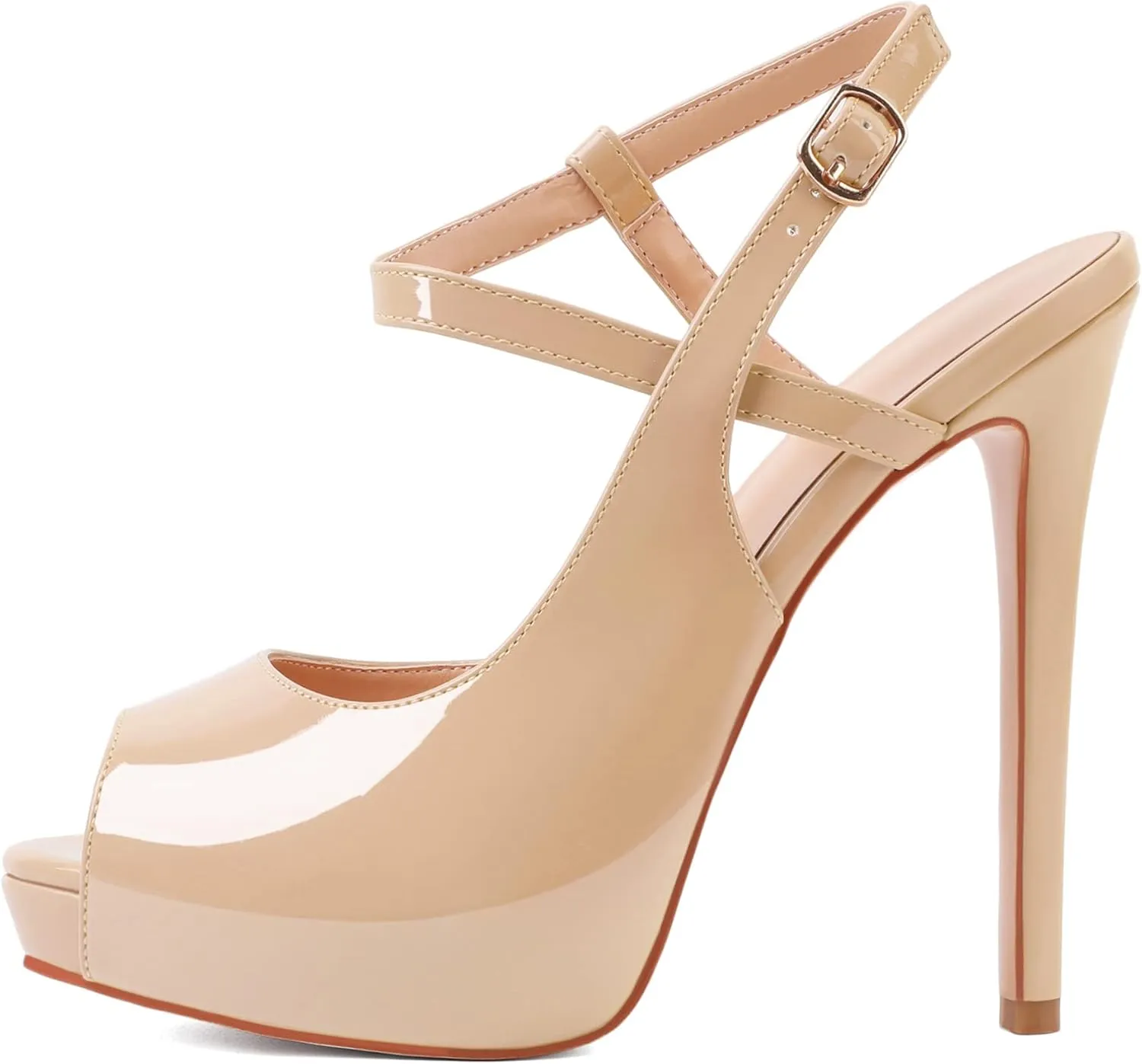 Joseywade Women's Platform Heel Pumps Slingback Peep Toe High Heel Sandals 5 Inch Stiletto Heel Party Dress Shoes