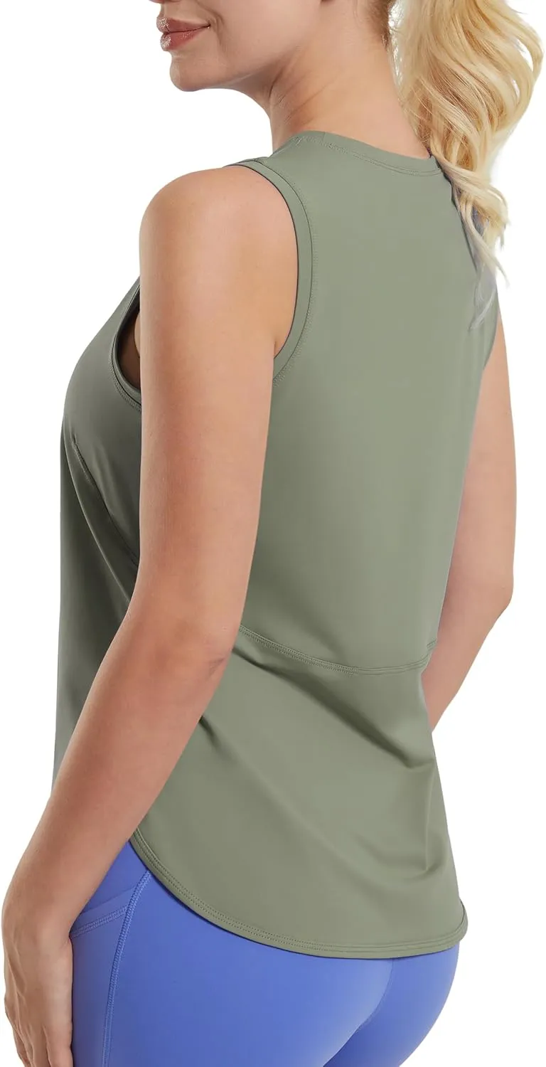 JOYSPELS Ice Silk Workout Tank Tops for Women Cool-Dry Sleeveless Loose Fit Yoga Shirts Athletic