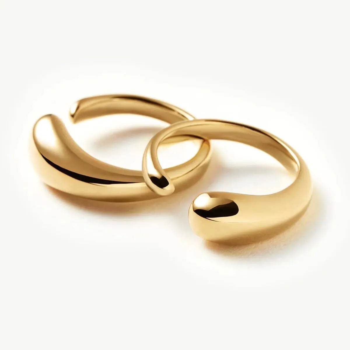 Kainier 14K Gold Chunky Rings for Women14K Gold Plated Dainty Radial Rings High Polish Statement Band Classic Double Twisted Ring Comfort Fit Size 5 to 10