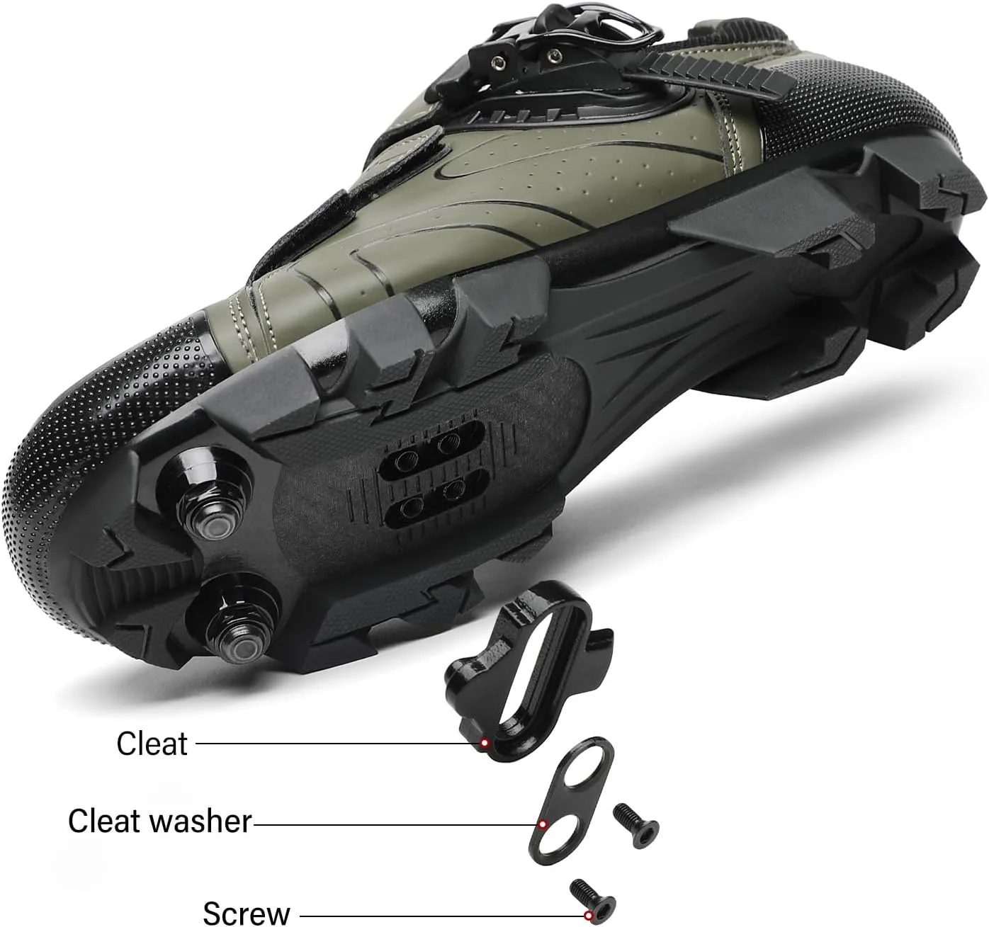 KESCOO Mens Mountain Bike Shoes with 2-Bolts SPD Cleats Included, Cycling Shoes with Quick Ratchet Buckle Indoor Outdoor Riding Biking