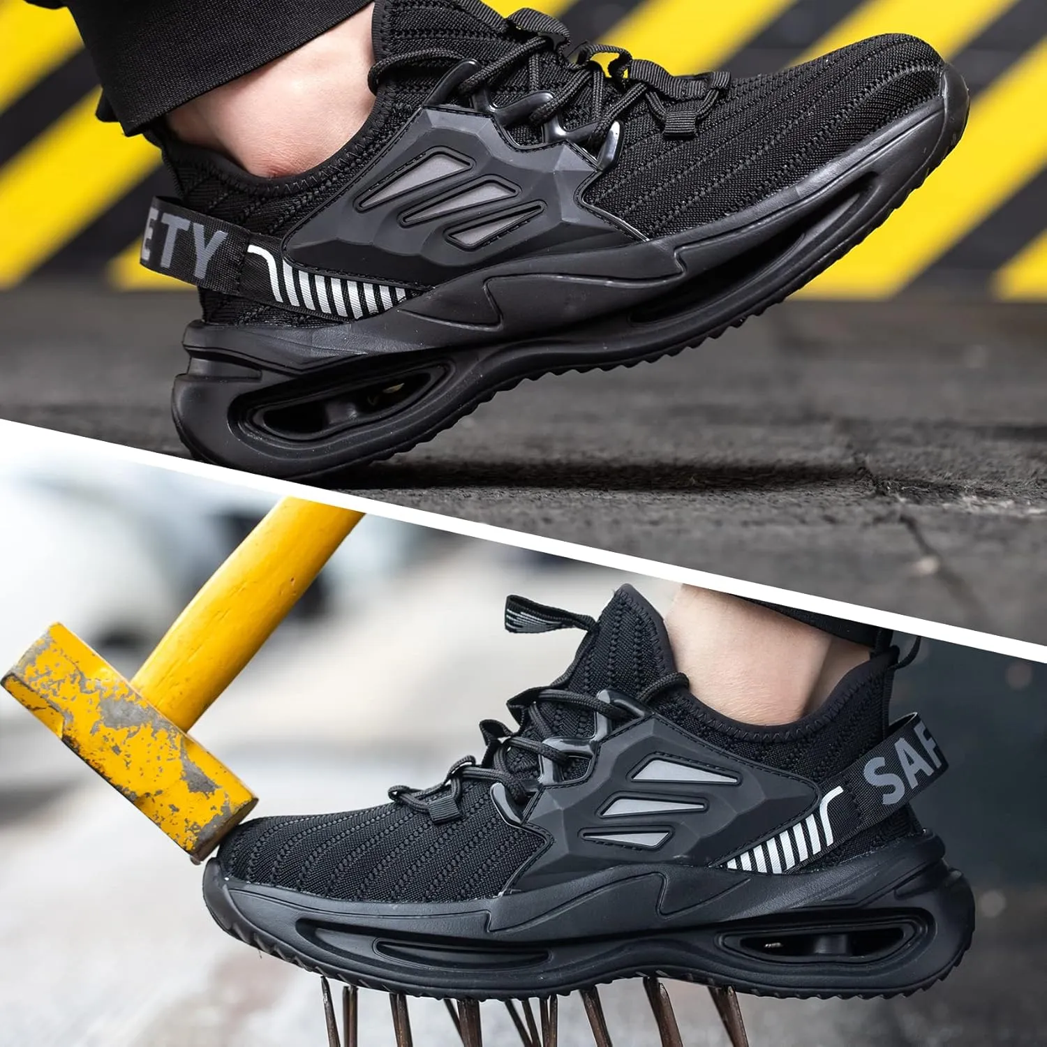 Kezhiho Steel Toe Shoes for Men Lightweight Comfortable Breathable Work Shoes Puncture Proof Slip Resistant Fashion Sneakers Indestructible Construction Industrial Safety Shoes