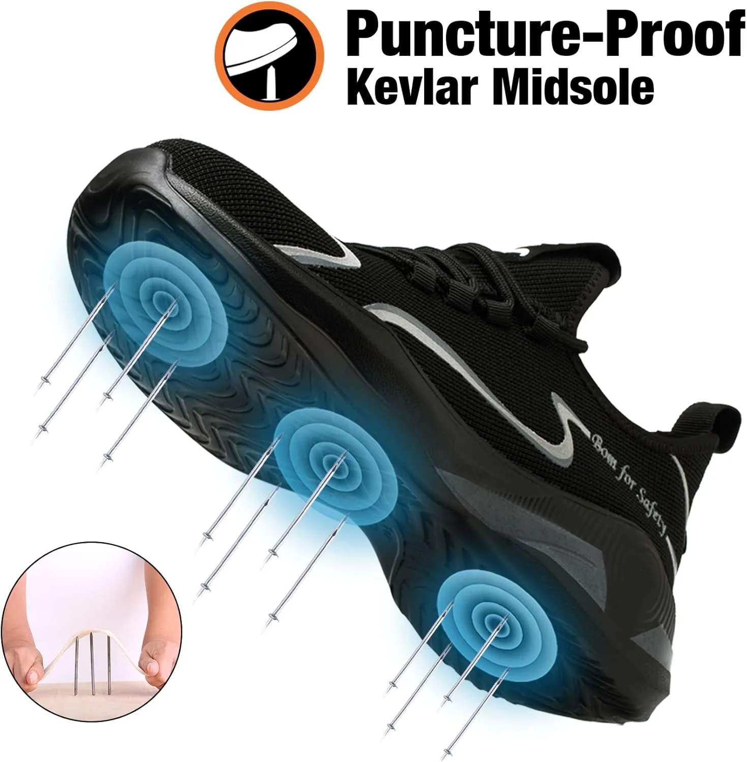 Kezhiho Steel Toe Work Shoes for Men Lightweight Comfortable Slip Resistant Puncture Proof Safety Shoes Breathable Indestructible Construction Industrial Sneakers