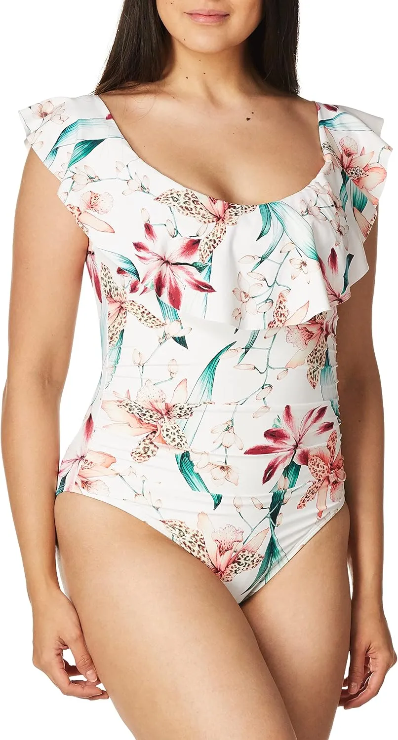 La Blanca Women's One Piece Swimsuit Off Shoulder Ruffle Bathing Suit