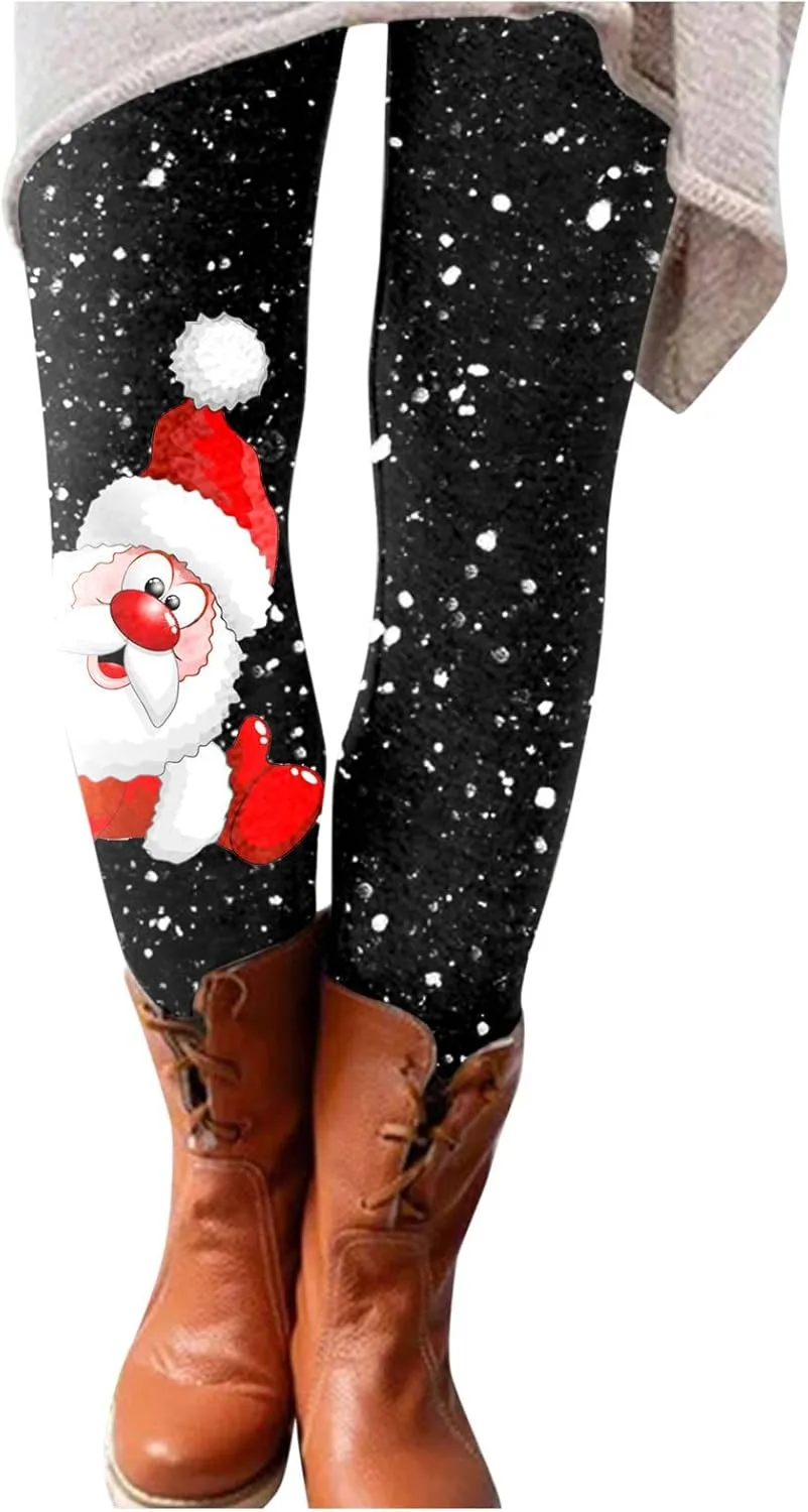 LCMTWX Fleece Lined Leggings Printed Pants Casual Elastic Slim Long Boot Women Pants Fleece Lined Leggings