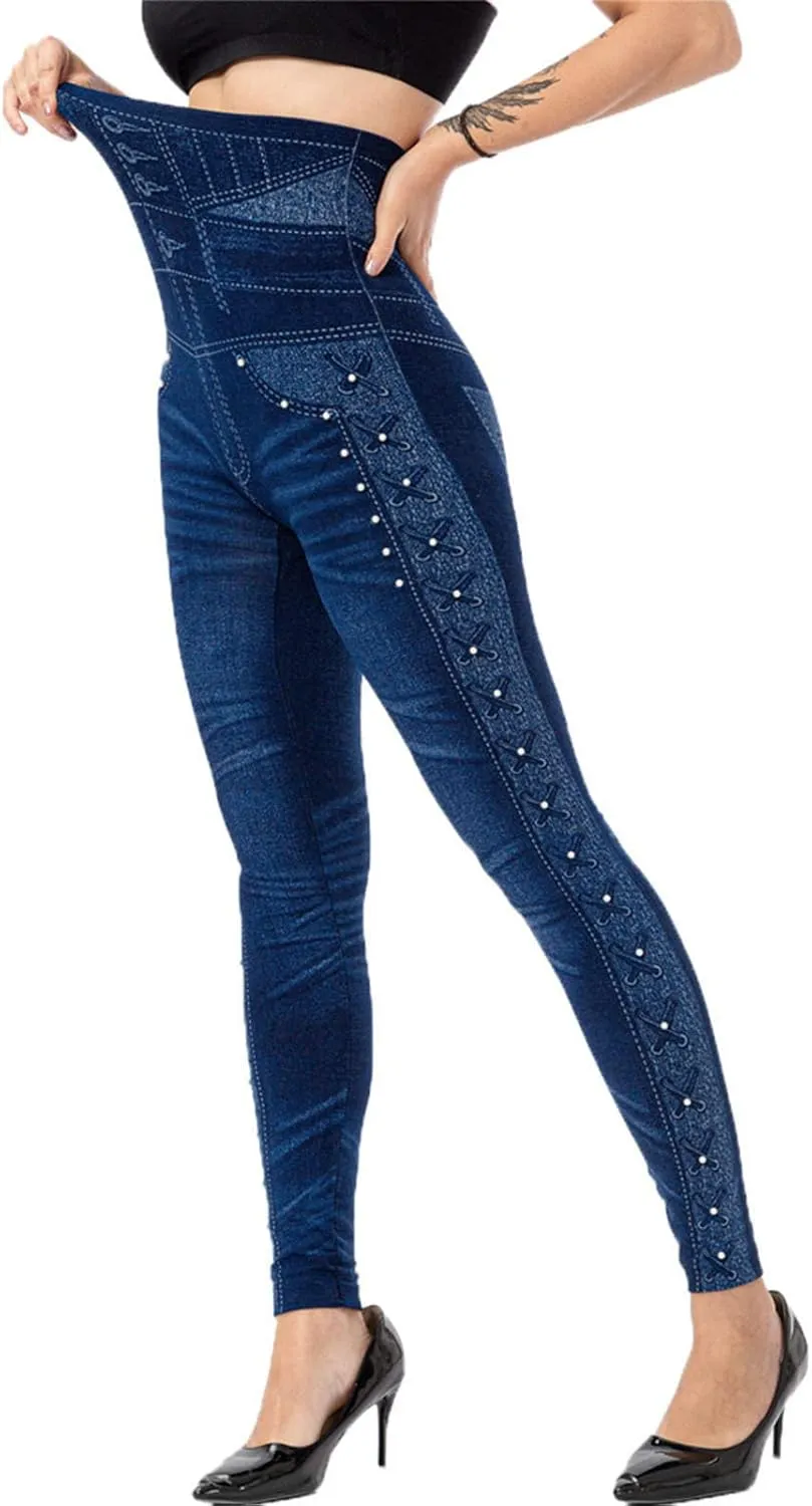 LCMTWX Fleece Lined Leggings Printed Pants Casual Elastic Slim Long Boot Women Pants Fleece Lined Leggings