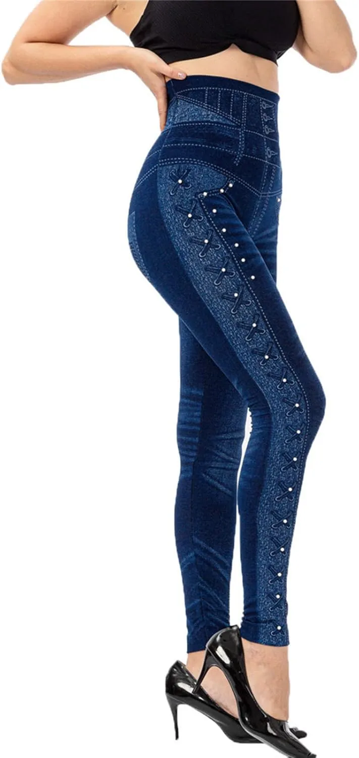 LCMTWX Fleece Lined Leggings Printed Pants Casual Elastic Slim Long Boot Women Pants Fleece Lined Leggings