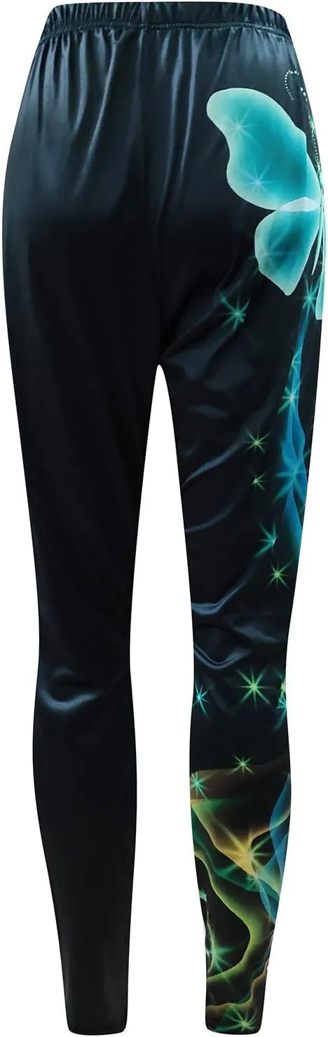 LCMTWX Fleece Lined Leggings Printed Pants Casual Elastic Slim Long Boot Women Pants Fleece Lined Leggings