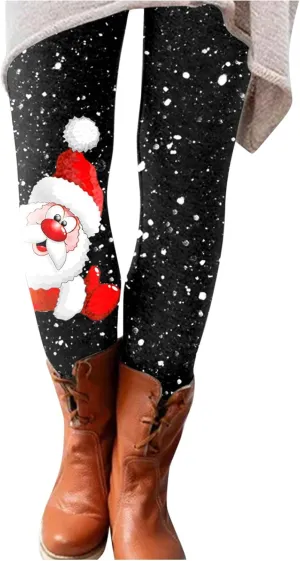 LCMTWX Fleece Lined Leggings Printed Pants Casual Elastic Slim Long Boot Women Pants Fleece Lined Leggings