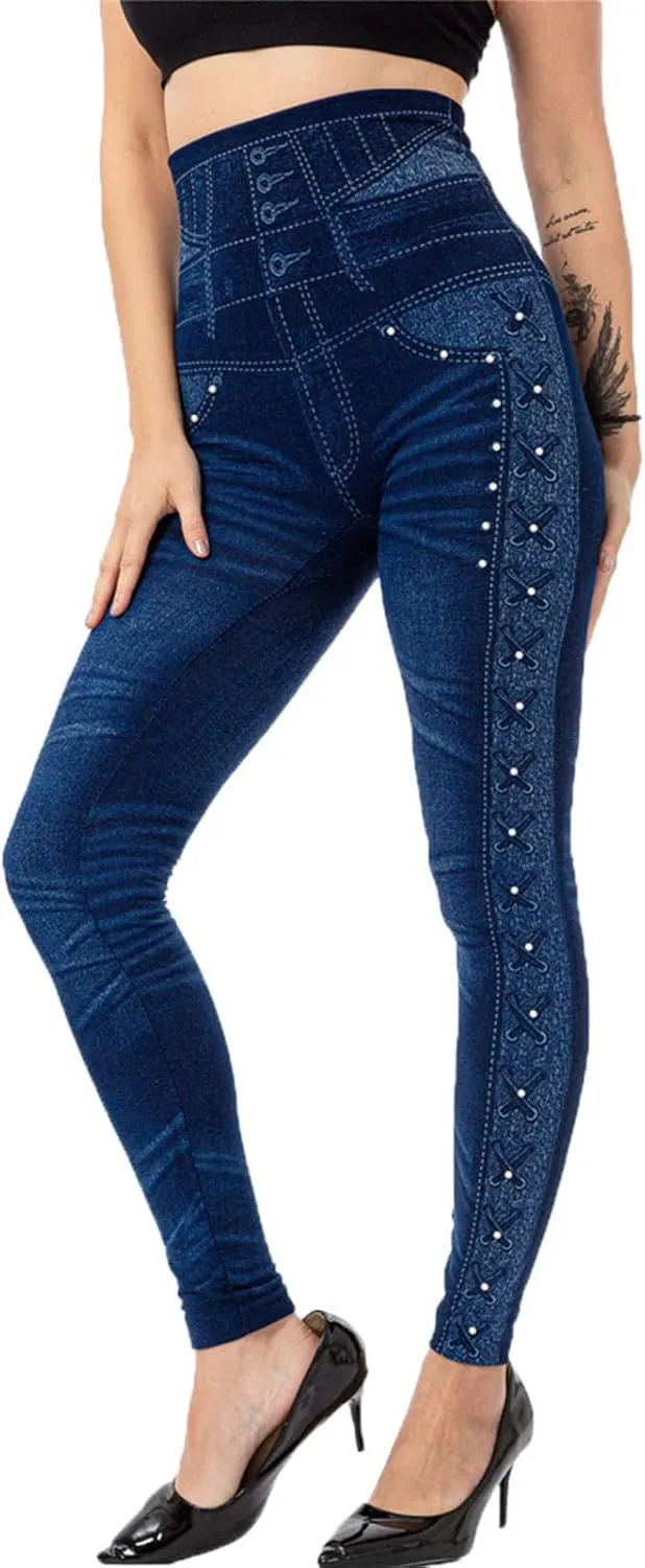LCMTWX Fleece Lined Leggings Printed Pants Casual Elastic Slim Long Boot Women Pants Fleece Lined Leggings