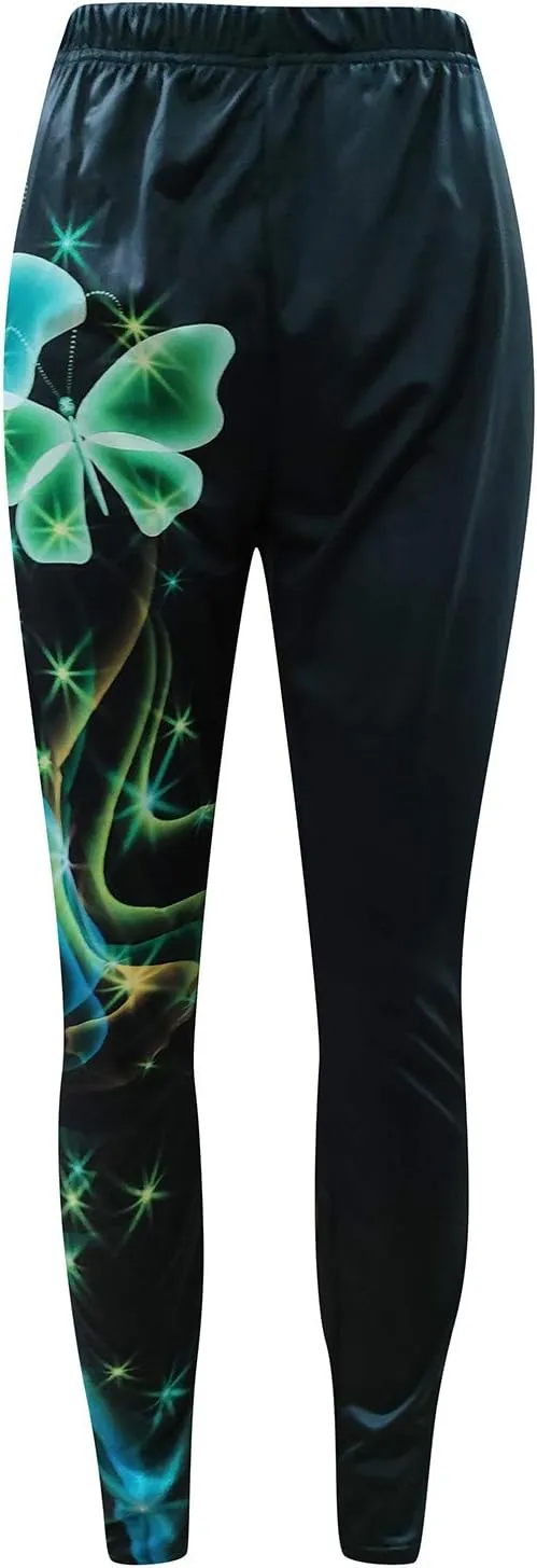 LCMTWX Fleece Lined Leggings Printed Pants Casual Elastic Slim Long Boot Women Pants Fleece Lined Leggings
