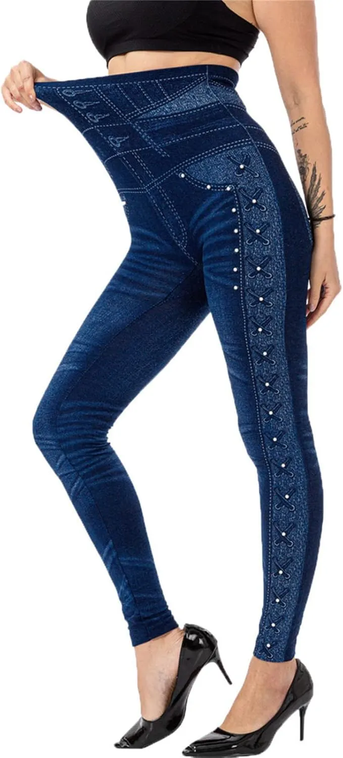 LCMTWX Fleece Lined Leggings Printed Pants Casual Elastic Slim Long Boot Women Pants Fleece Lined Leggings