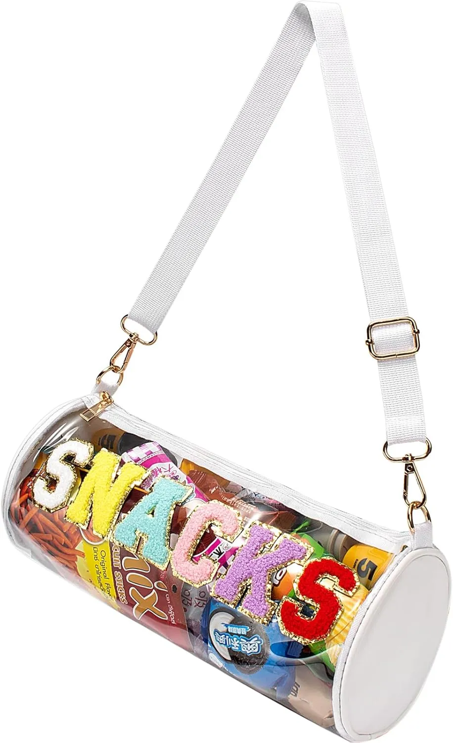 LETGO Chenille Letter Clear Zipper Pouch for Travel,Nylon Clear Cosmetic Bag,Makeup Travel Bag for Women Girls