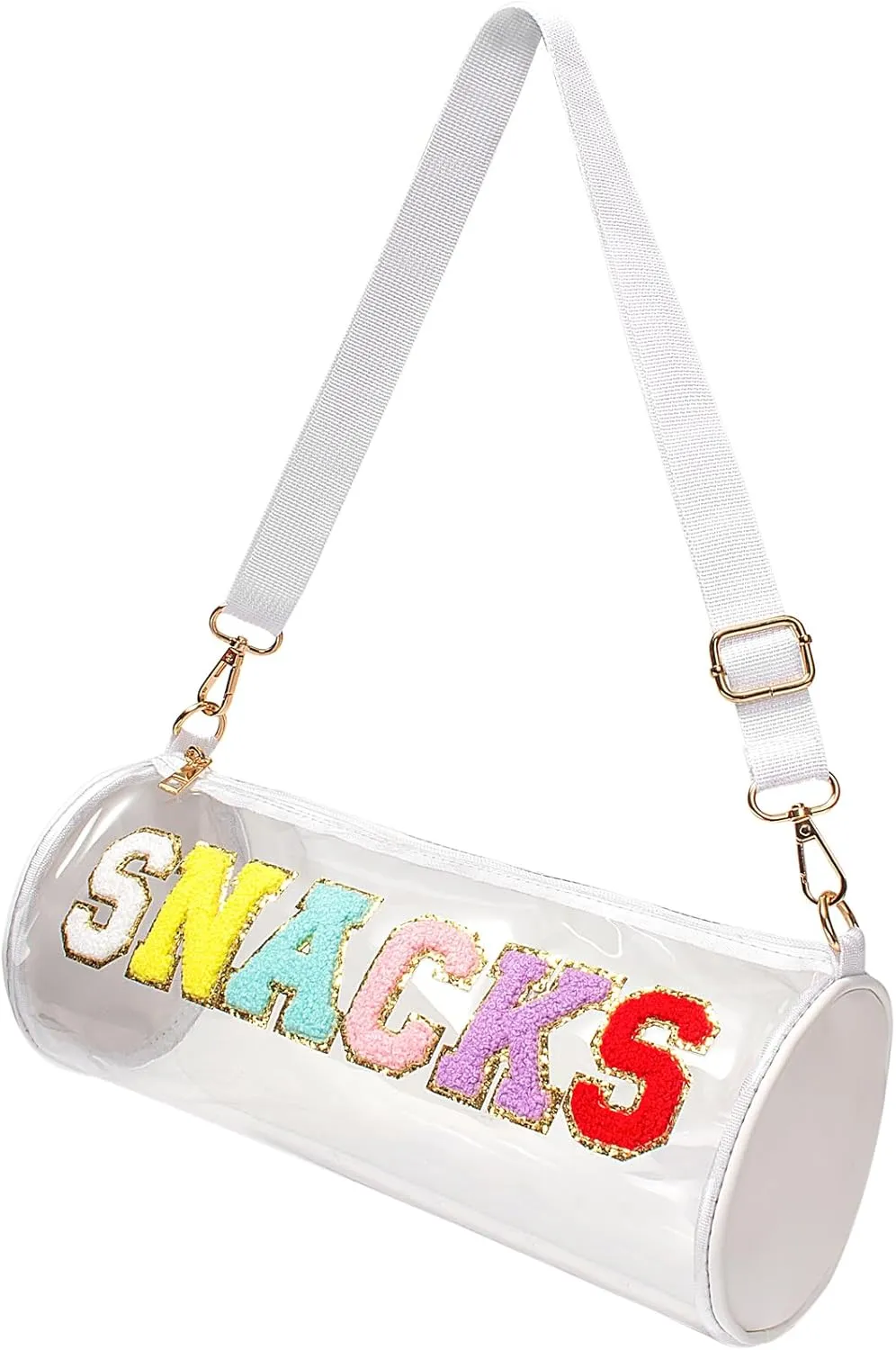 LETGO Chenille Letter Clear Zipper Pouch for Travel,Nylon Clear Cosmetic Bag,Makeup Travel Bag for Women Girls