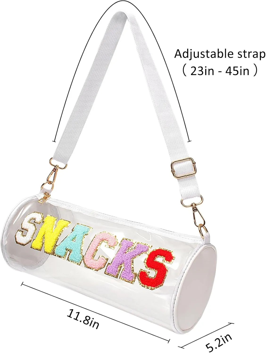 LETGO Chenille Letter Clear Zipper Pouch for Travel,Nylon Clear Cosmetic Bag,Makeup Travel Bag for Women Girls