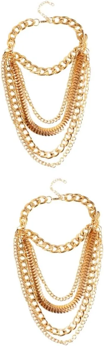 LIFKOME Punk Layered Anklet Decor Punk Bracelet Jewelry Tassel Trim Fringe Trim Gold Trim Foot Chain Female