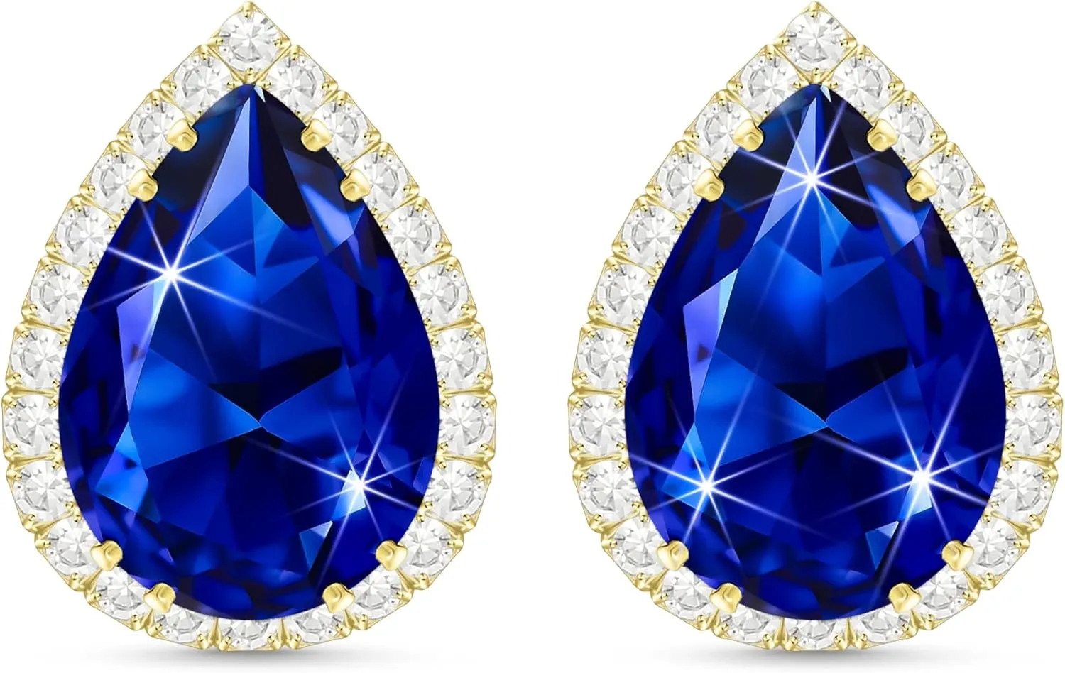 Linawe Women Stud Earrings, Teardrop Diamond Moissanite Cubic Zirconia Earrings Studs Rhinestone Jewelry Gold/Silver/Rose Gold