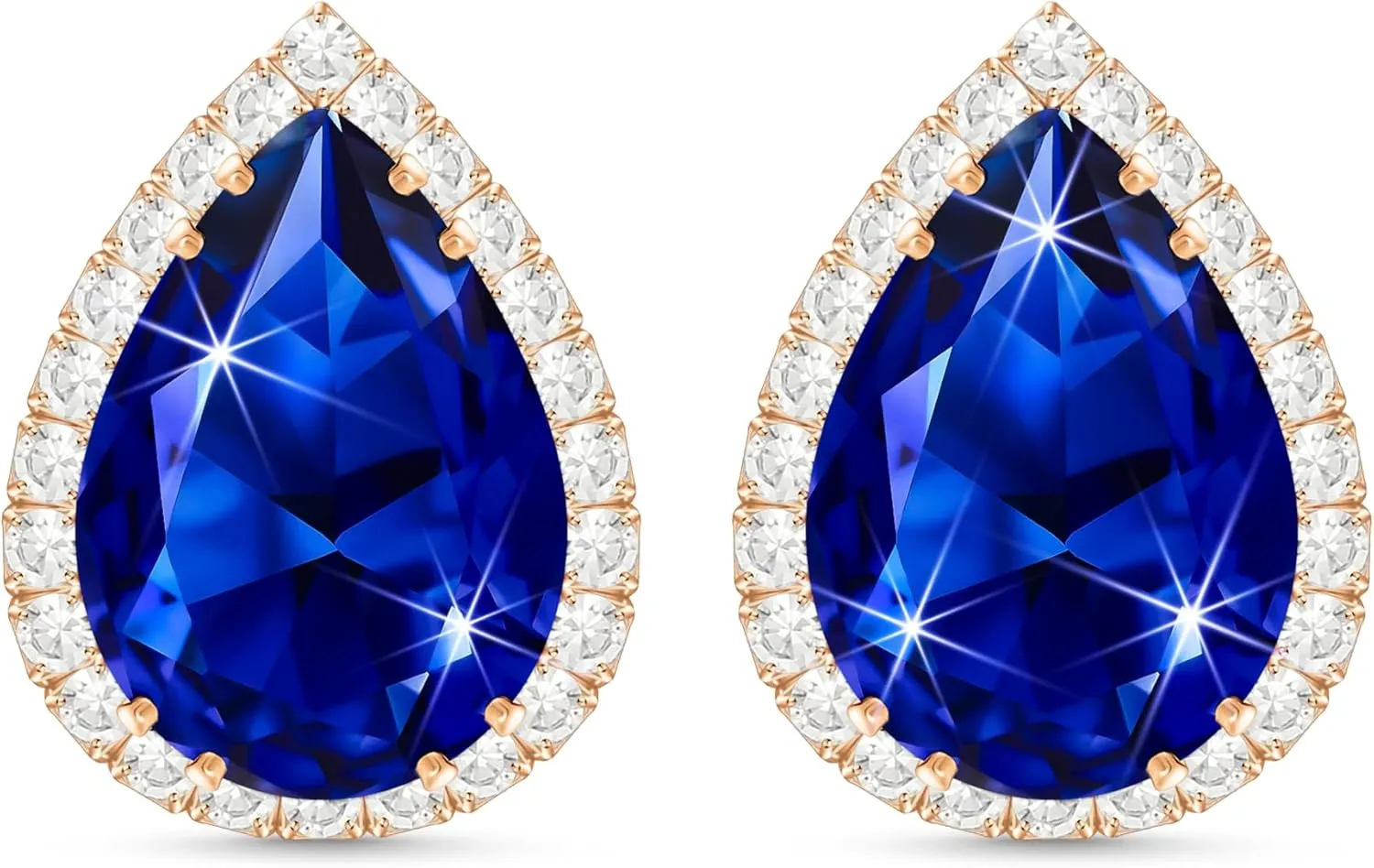 Linawe Women Stud Earrings, Teardrop Diamond Moissanite Cubic Zirconia Earrings Studs Rhinestone Jewelry Gold/Silver/Rose Gold