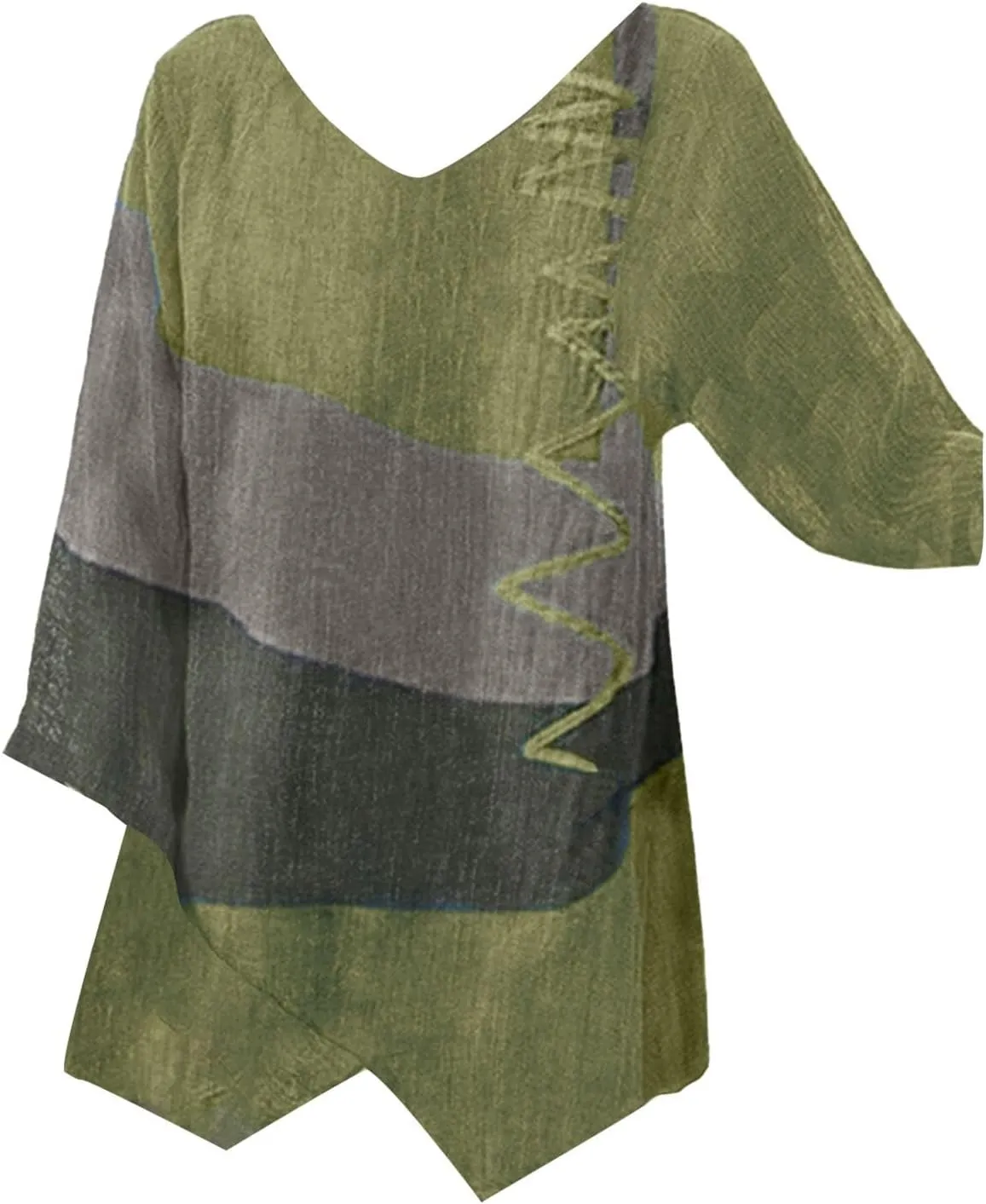 Linen Shirts for Women Loose Fit 3/4 Length Sleeve Summer Tunic Tops 2025 Side Split Dressy Tees Plus Size Blouse