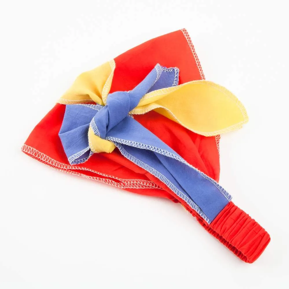 Little Girls Color Block Bandana Headband- Red (3-8Y)