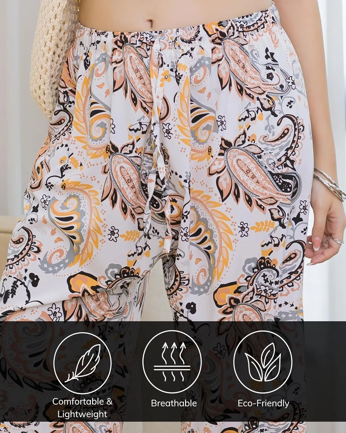 LOFBAZ Women Boho Harem Pants High Waist Yoga Joggers Clothes Flowy Loose Summer Beach Trouser Hippie Bohemian Lounge
