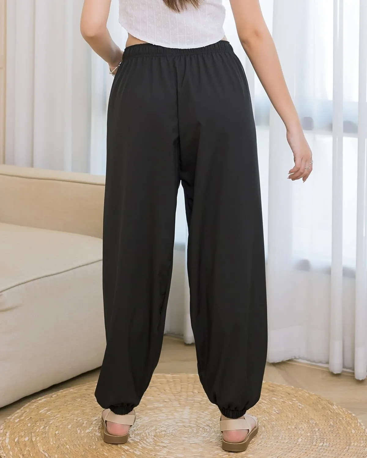 LOFBAZ Women Boho Harem Pants High Waist Yoga Joggers Clothes Flowy Loose Summer Beach Trouser Hippie Bohemian Lounge