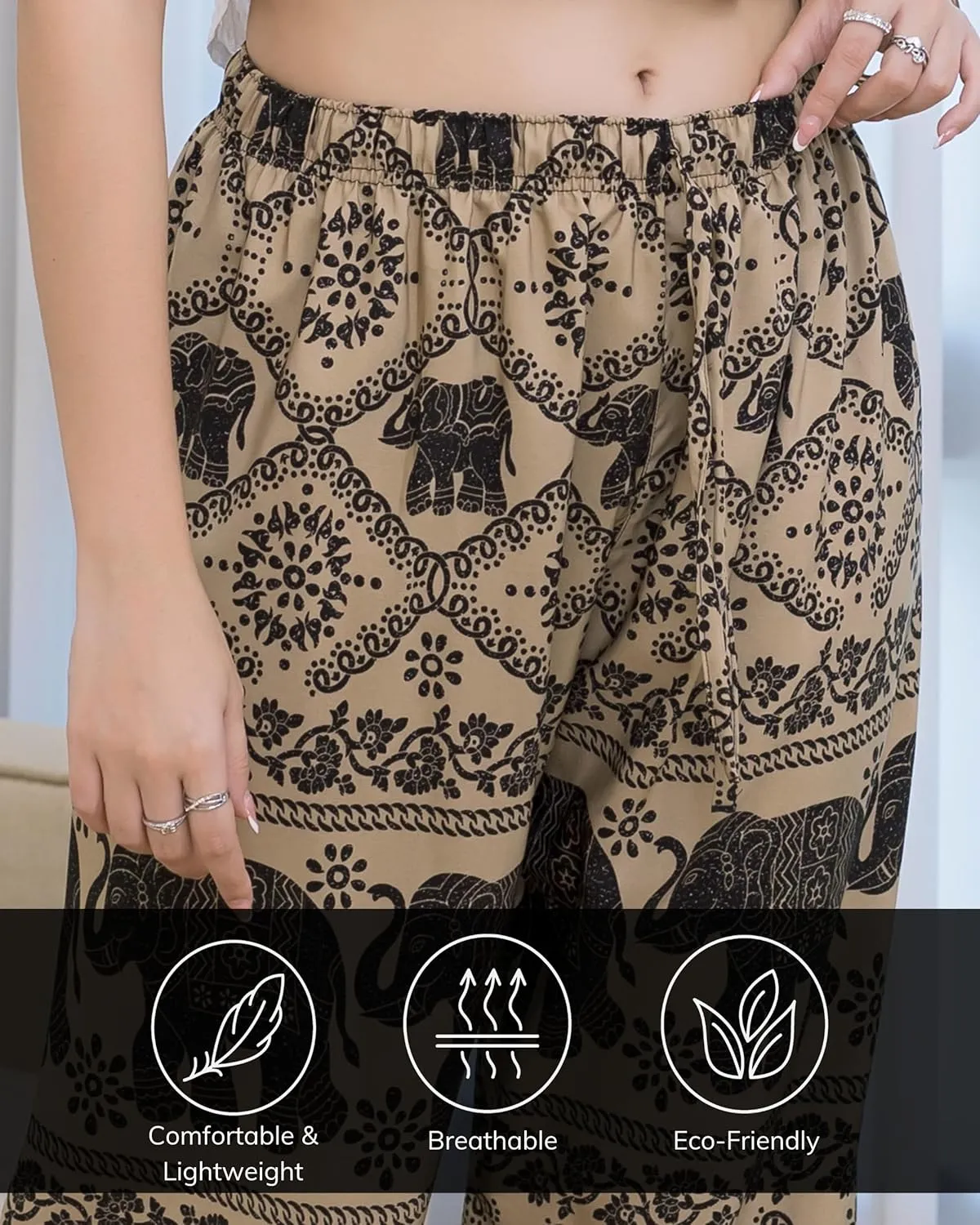 LOFBAZ Women Boho Harem Pants High Waist Yoga Joggers Clothes Flowy Loose Summer Beach Trouser Hippie Bohemian Lounge