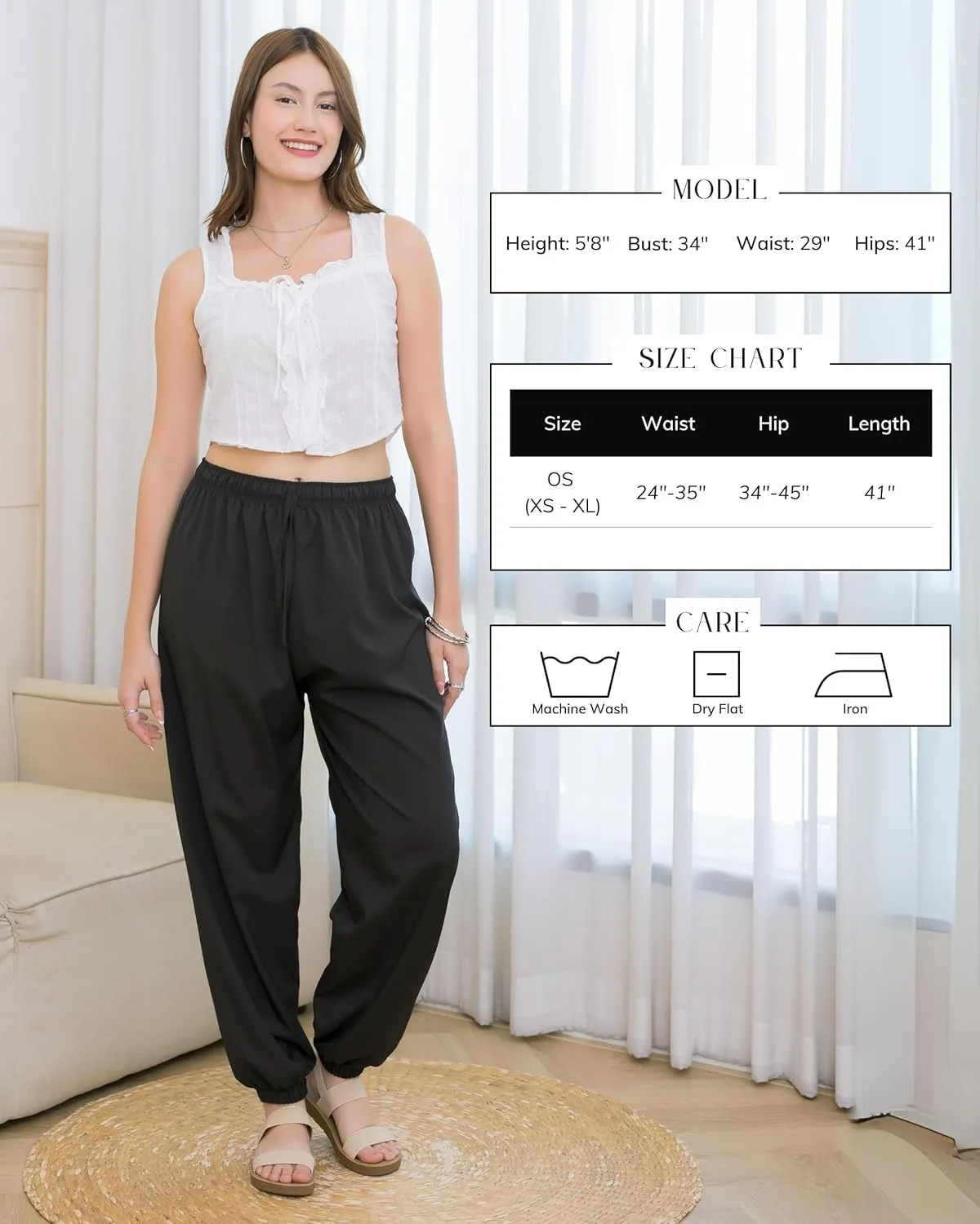 LOFBAZ Women Boho Harem Pants High Waist Yoga Joggers Clothes Flowy Loose Summer Beach Trouser Hippie Bohemian Lounge