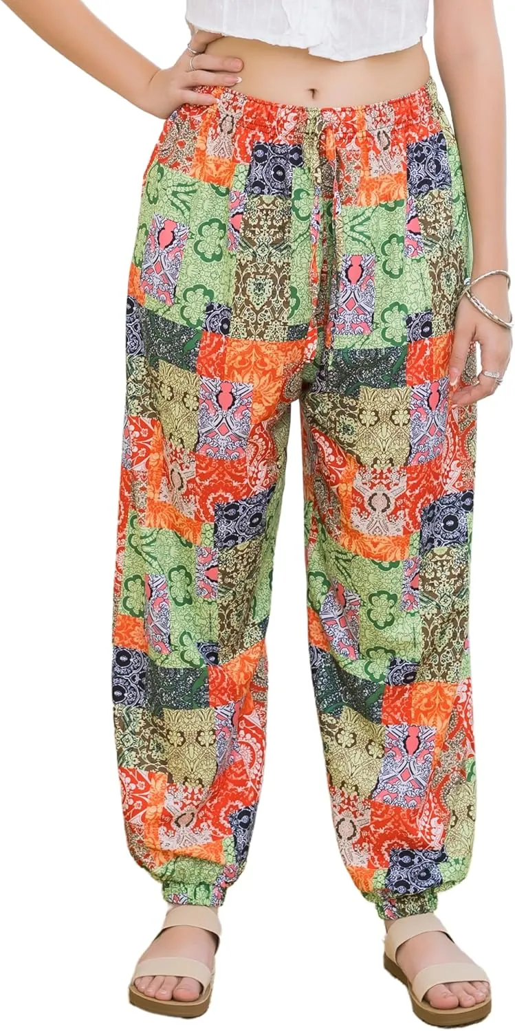LOFBAZ Women Boho Harem Pants High Waist Yoga Joggers Clothes Flowy Loose Summer Beach Trouser Hippie Bohemian Lounge
